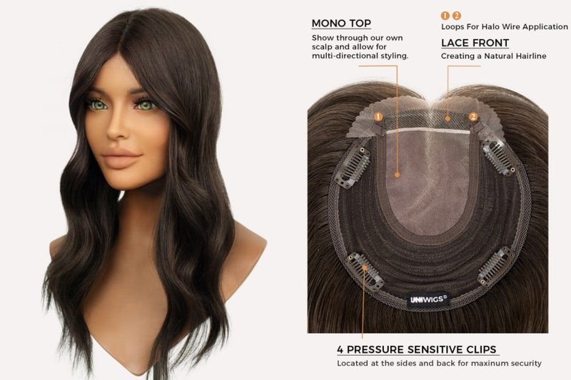 6X 6 Upgrade Claire Mono Top Remy Human Hair Topper  Lace Front