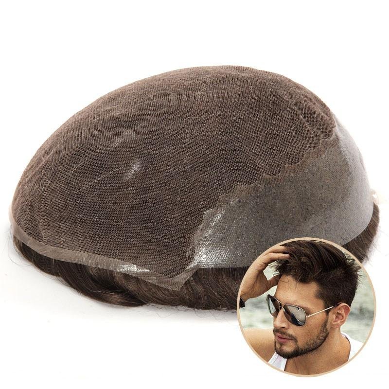 Ares | Men's Non Surgical Hair Replacement | French Lace With Skin Around | Best for Daily Wear