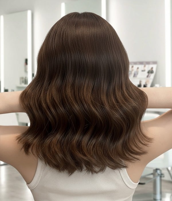 Serenity D | Brunette Balayage Remy Human Hair Silk Top with Lace Front Wig |Hand-tied Medical Cap